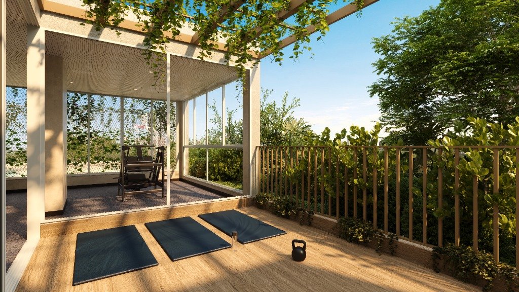 Espaço Funcional e Treino Outdoor com Pergolado Integrado à Natureza Le Blu Consciente Setor Marista