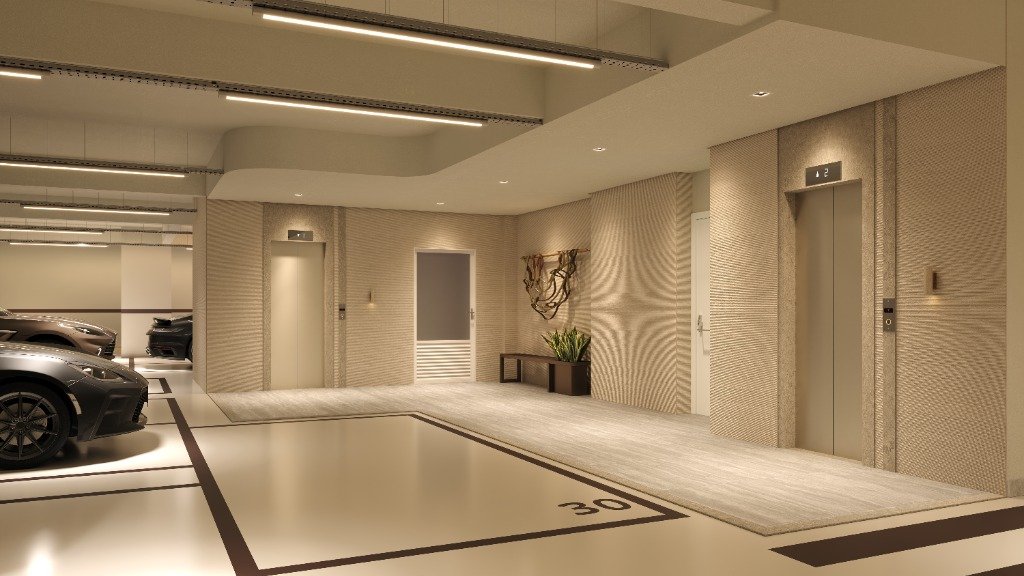 Garagem Design com Piso Resinado e Hall dos Elevadores Le Blu Consciente Setor Marista