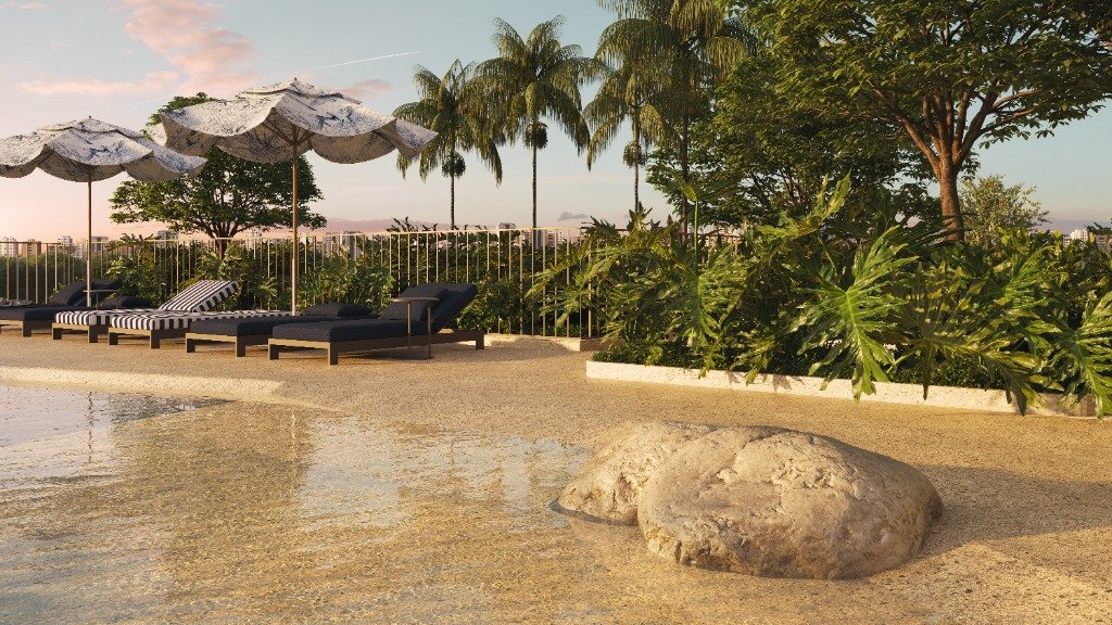 Solarium e Deck Molhado com Espreguiçadeiras e Paisagismo Tropical Le Blu Consciente Setor Marista